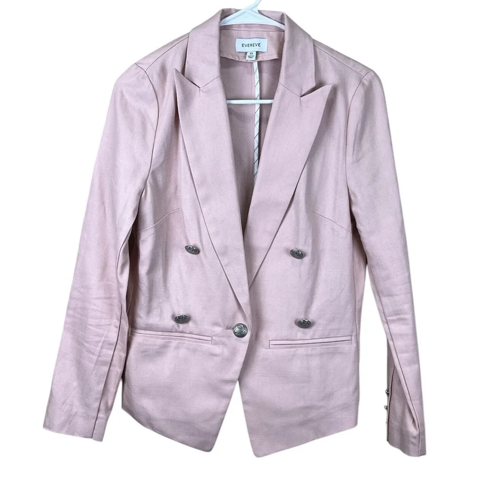 Evereve Lenox Blazer Women's Size XS Double‎ Breasted Light Pink Academia Preppy